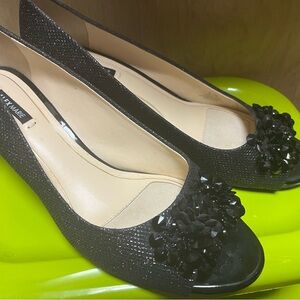 Alex Marie Black wedges with sequin Toe